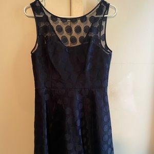 Betsey Johnson Illusion Navy Polka Dot Dress